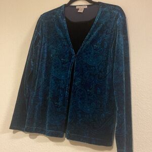 Vintage Notions Green Black Paisley Sweater